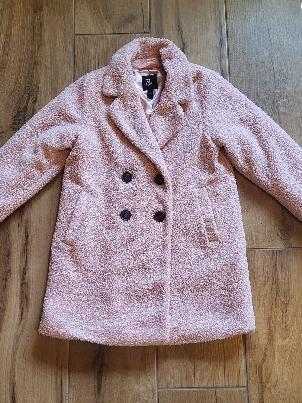 Art Class Dusty Pink Teddy Double-Breasted Pea Coat